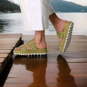 Sorel Roaming Two Strap Slide Sandals Stylish Olive Green Women's Sandals